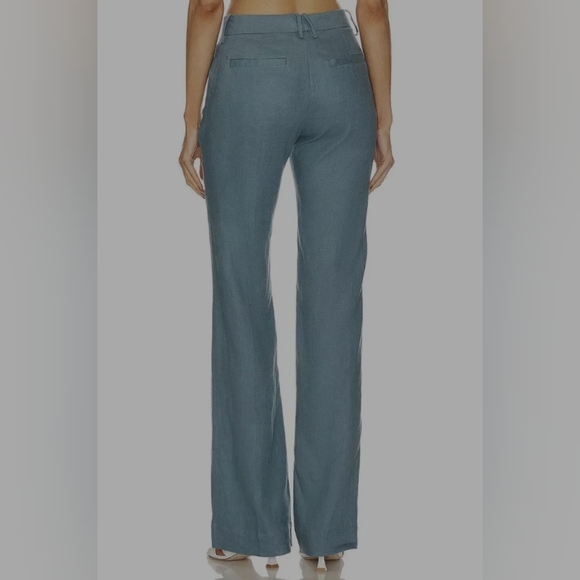 NWT GRLFRND The Linen Flared Pant in Denim Blue - Picture 2 of 6